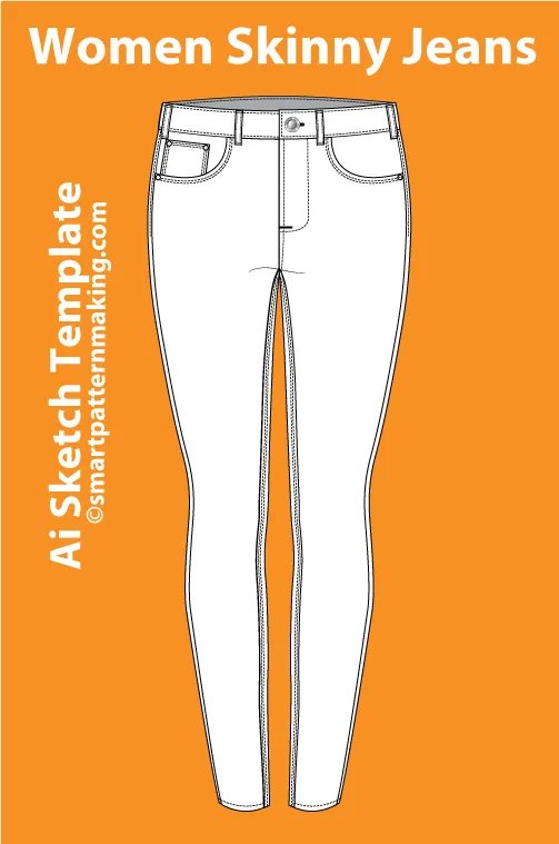 12 Women's Pants Types: Fashion Sketch and Vector Illustrations, Flat Sketch Front & Back View Template Included