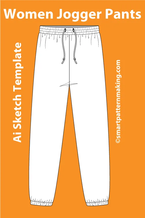 12 Women's Pants Types: Fashion Sketch and Vector Illustrations, Flat Sketch Front & Back View Template Included