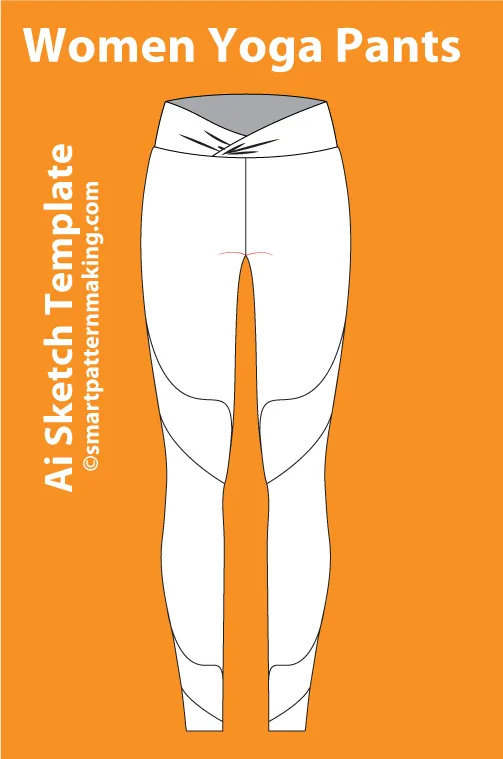 12 Women's Pants Types: Fashion Sketch and Vector Illustrations, Flat Sketch Front & Back View Template Included