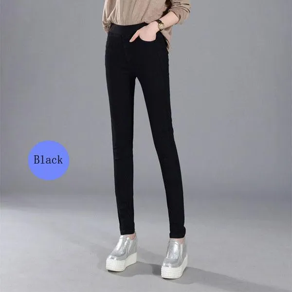 2017 Women's Jeans New Female Casual Elastic Waist Stretch Jeans Plus Size 38 Slim Denim Long Pencil Pants Lady Trousers