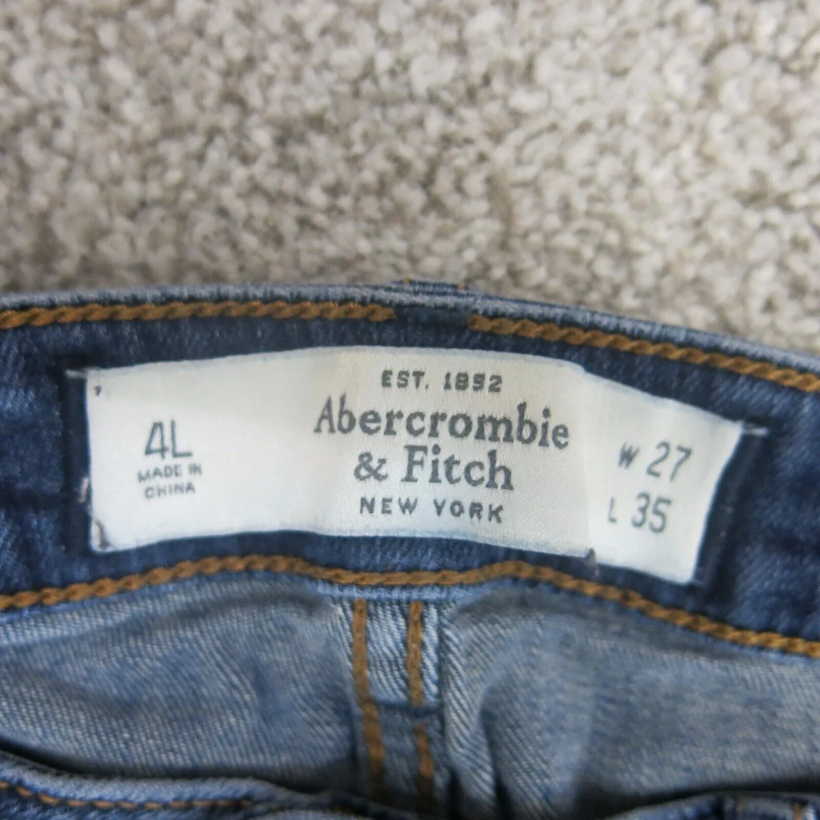 Abercrombie & Fitch Womens Skinny Leg Jeans Stretch Mid Rise Blue 4L -W27XL35