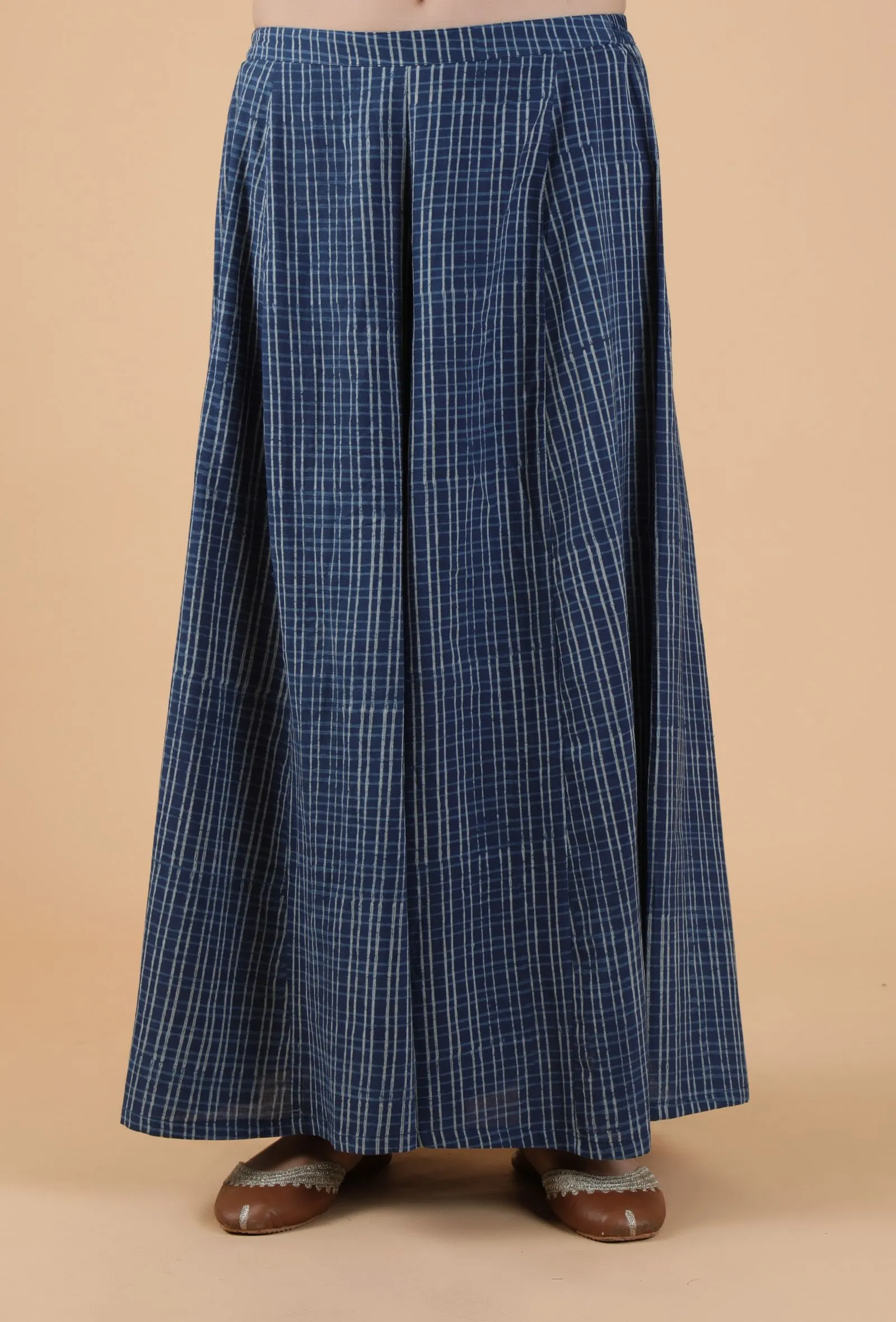 Adya Indigo Checkered Palazzo Pants