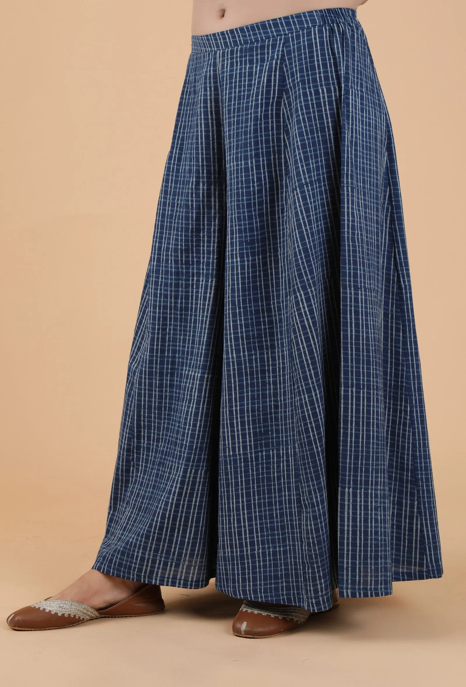 Adya Indigo Checkered Palazzo Pants