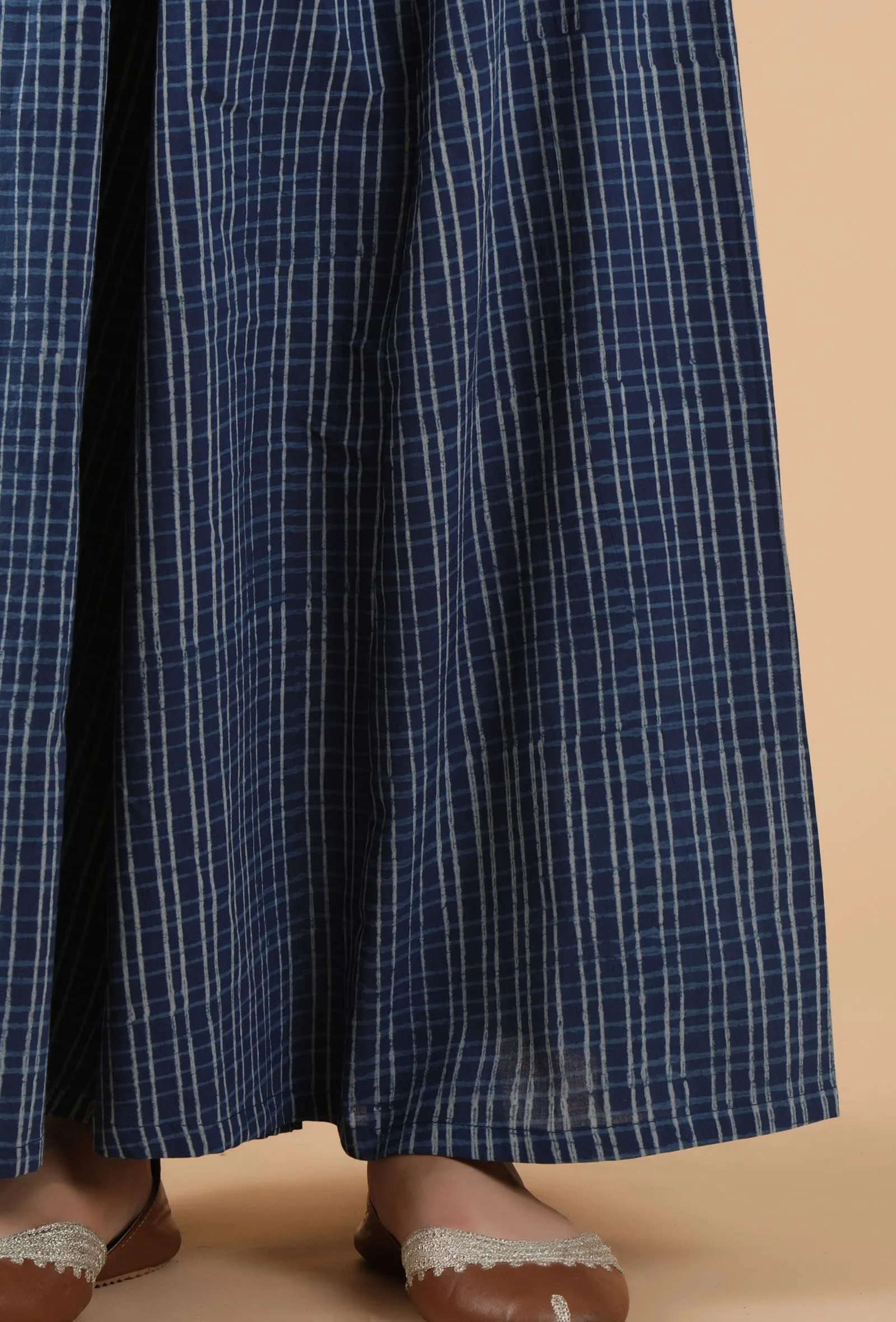 Adya Indigo Checkered Palazzo Pants