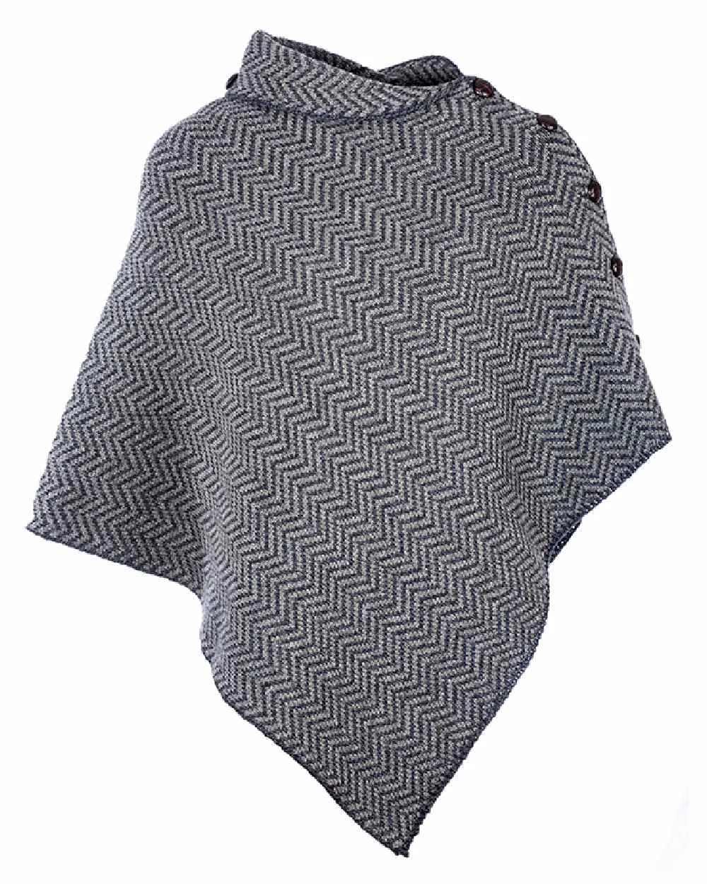 Aran Herringbone Poncho with Buttons