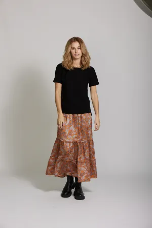 Audrey Skirt - Rust Paisley print