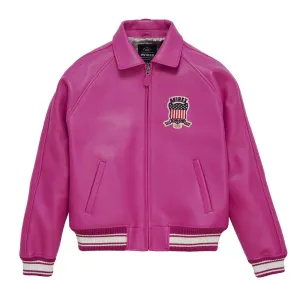 Avirex Pink Bomber Leather Jacket