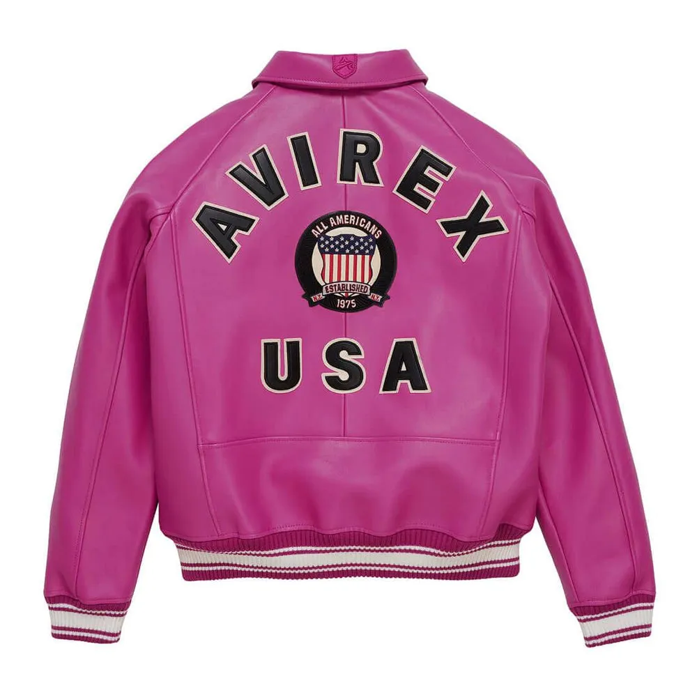 Avirex Pink Bomber Leather Jacket