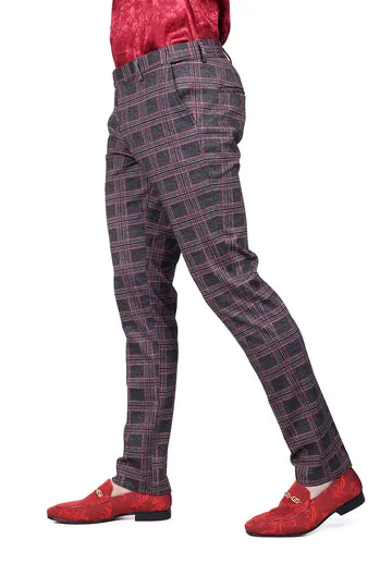 Barabas CP157 Madmighty Plaid Pants Grey/Pink