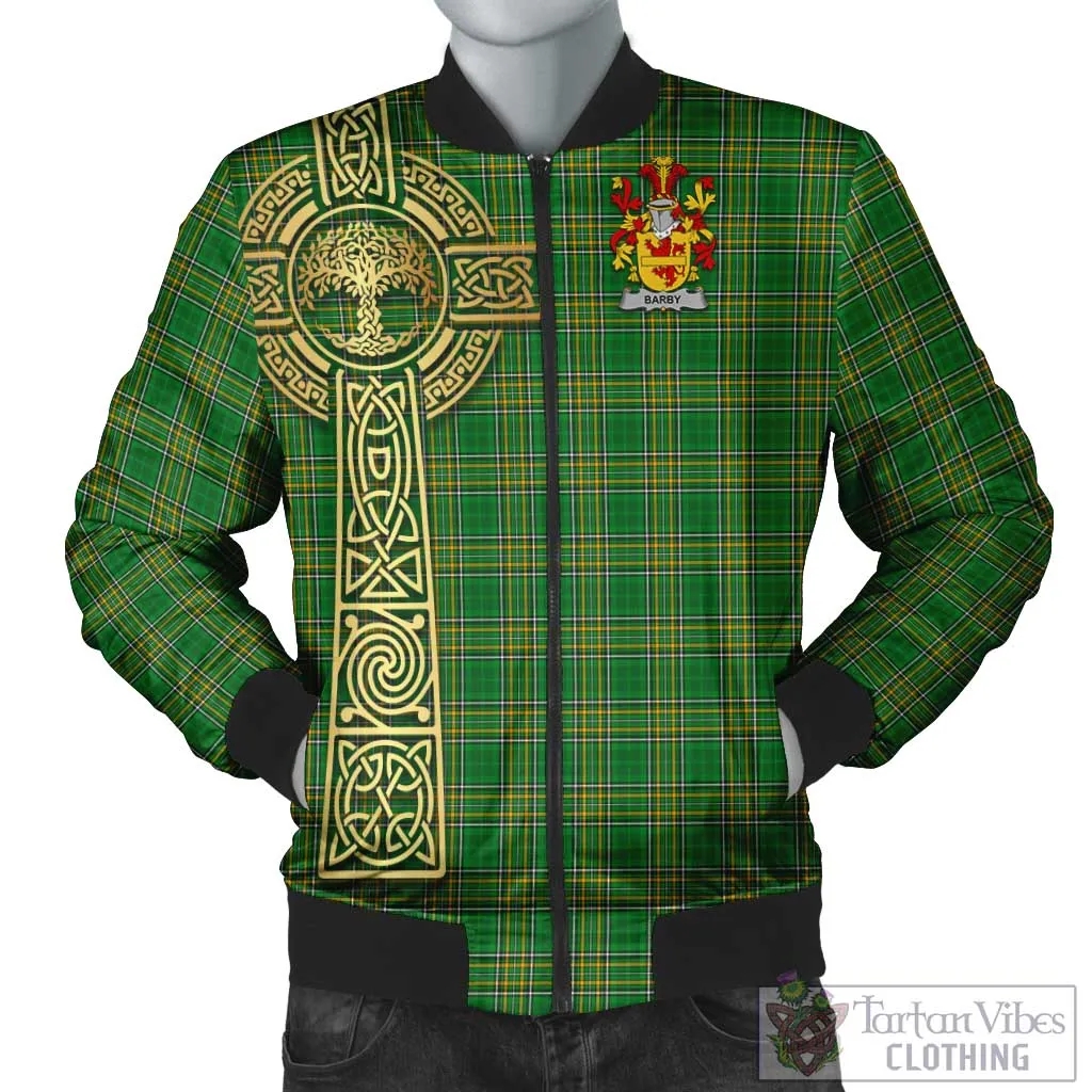 Barby Irish Clan Tartan Bomber Jacket with Coat of Arms Celtic Tree of Life Style