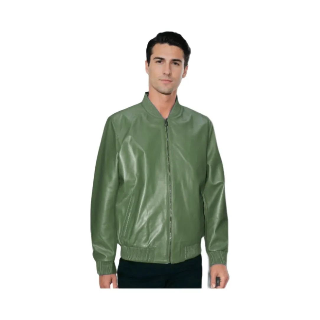 Barya New York Men's Genuine Leather Bomber Jacket