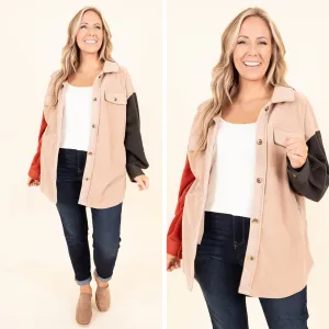 Bashful Moments Shacket, Taupe