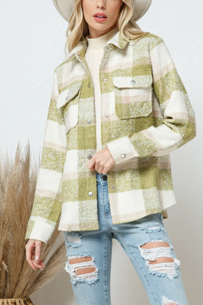 Bella Boucle Plaid Shirt Jacket