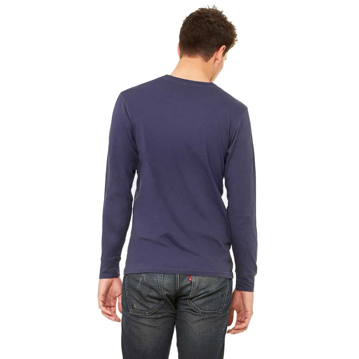 Bella   Canvas Men's Navy Jersey Long-Sleeve Henley