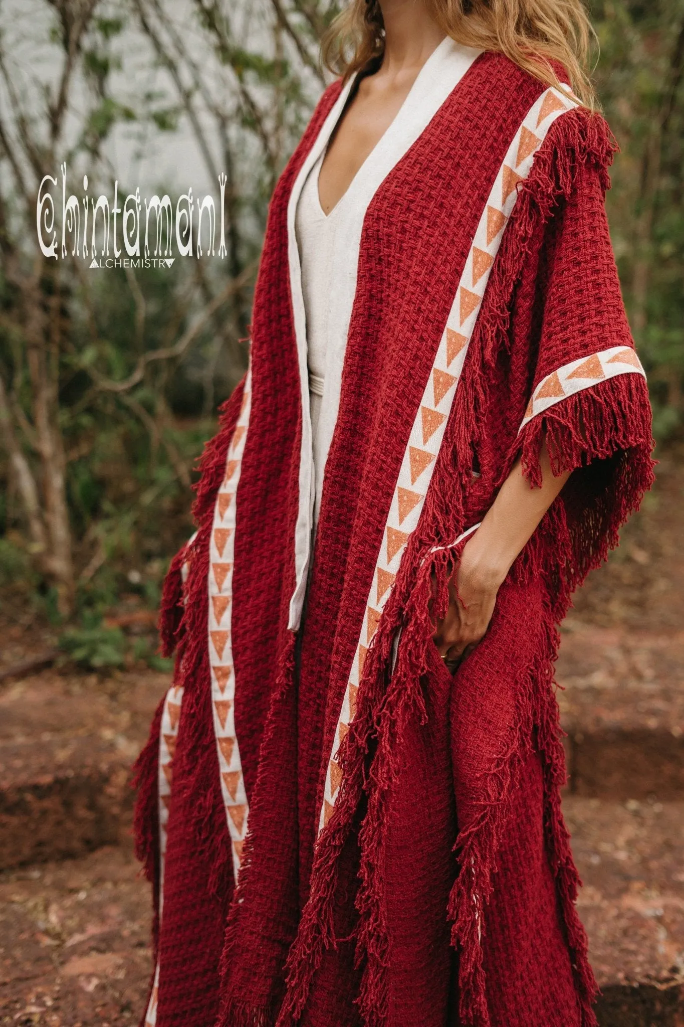 Berber Poncho Coat for Women / Red Ochre