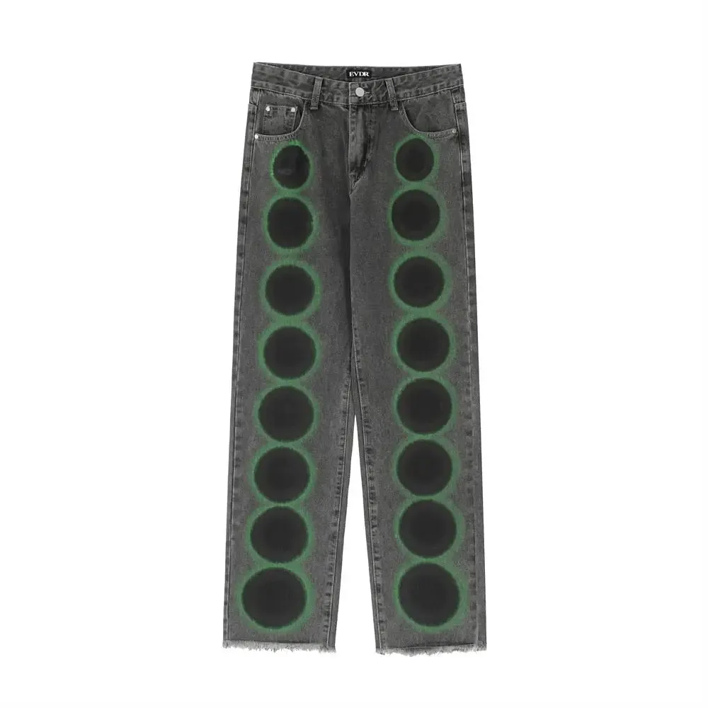 Black And Neon Dots Baggy Jeans