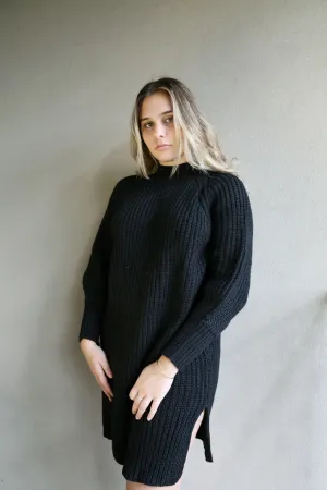 Black Chunky Knit Dress / Top