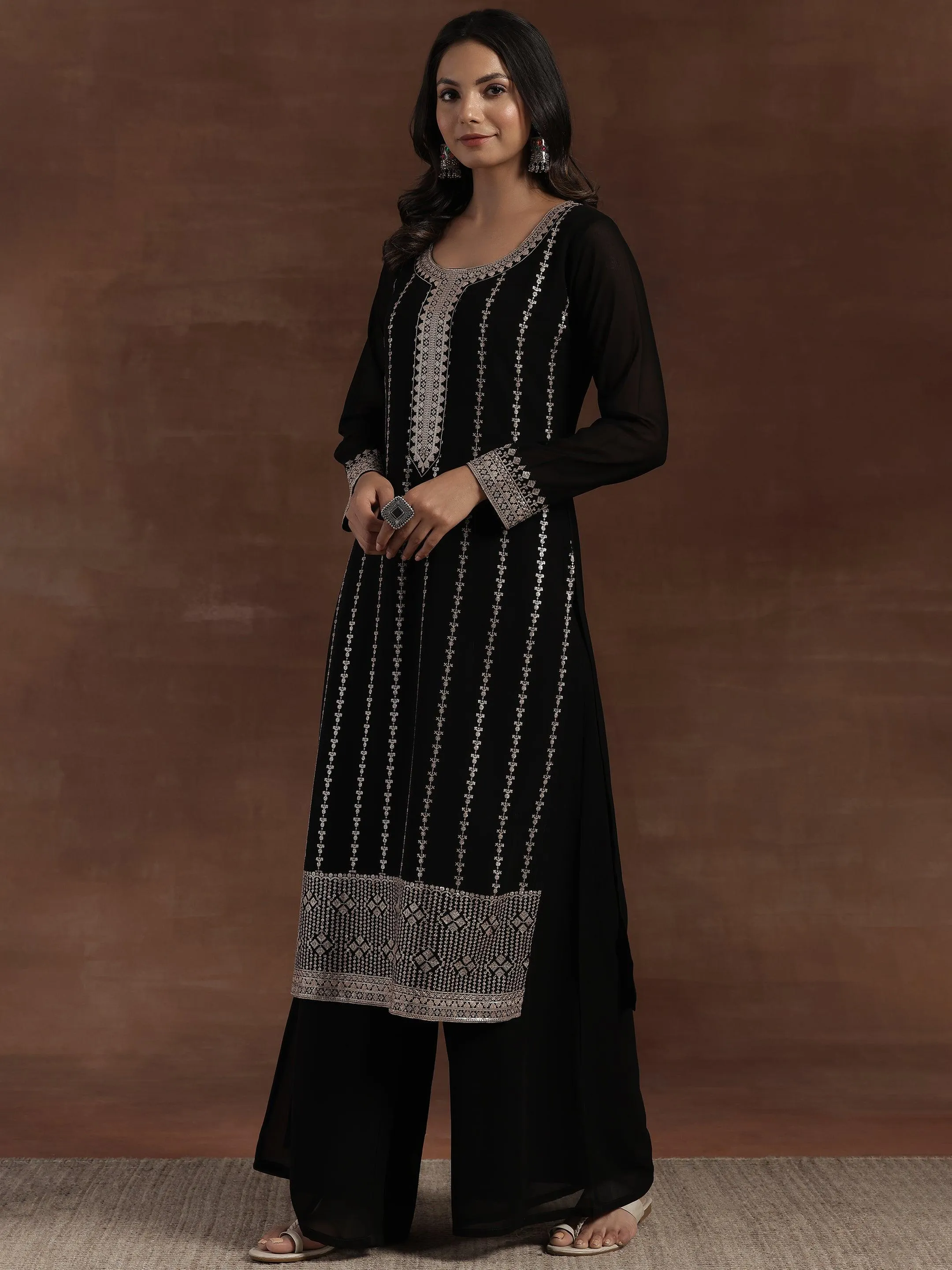 Black Embroidered Georgette Pakistani Suit