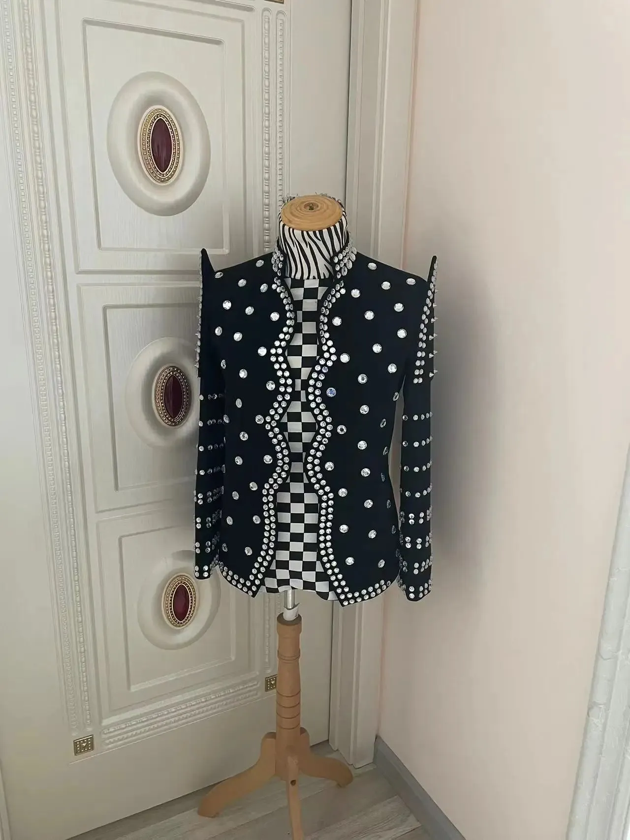 Black Rhinestone Sequins Performance Jacket