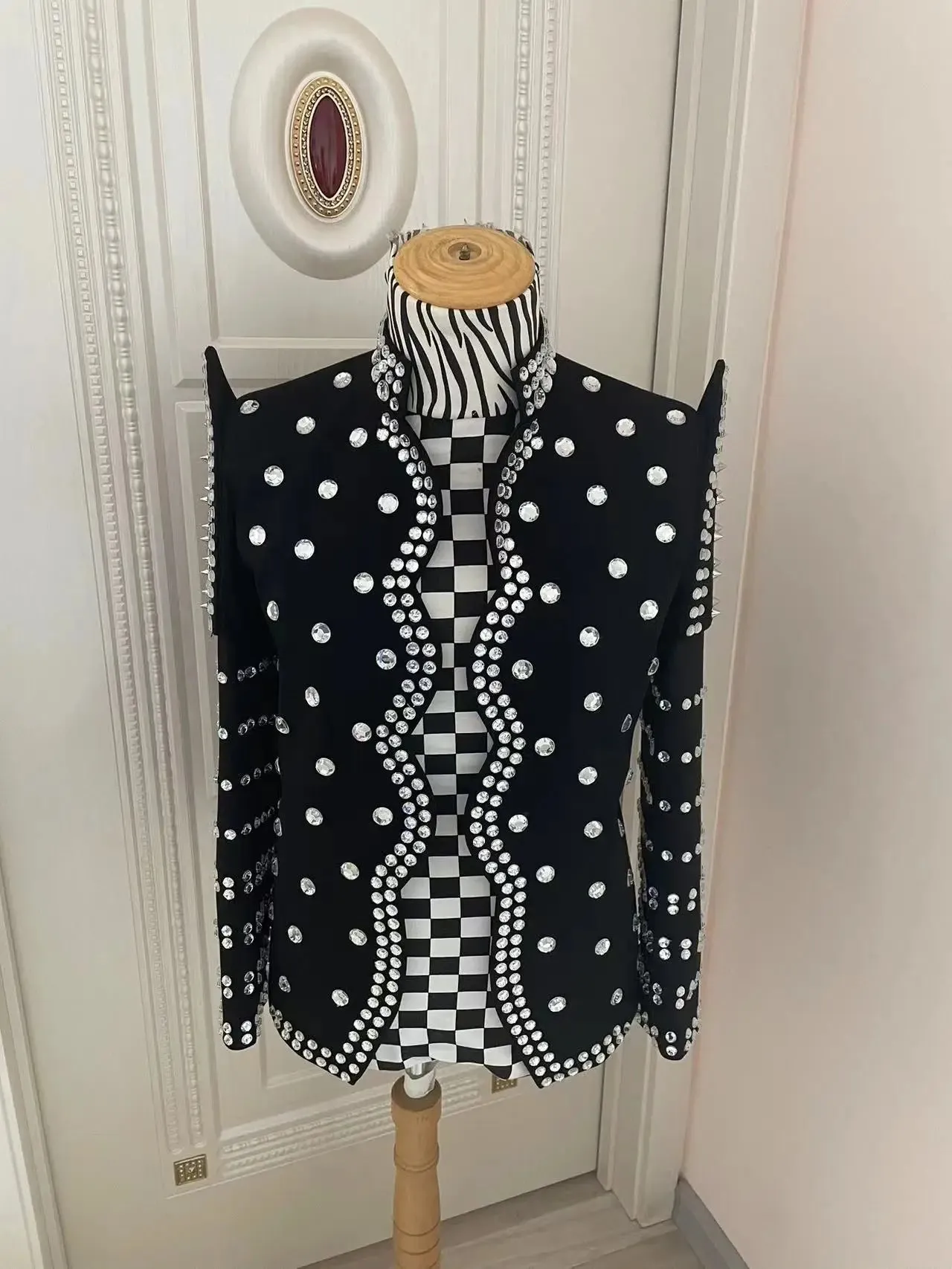 Black Rhinestone Sequins Performance Jacket