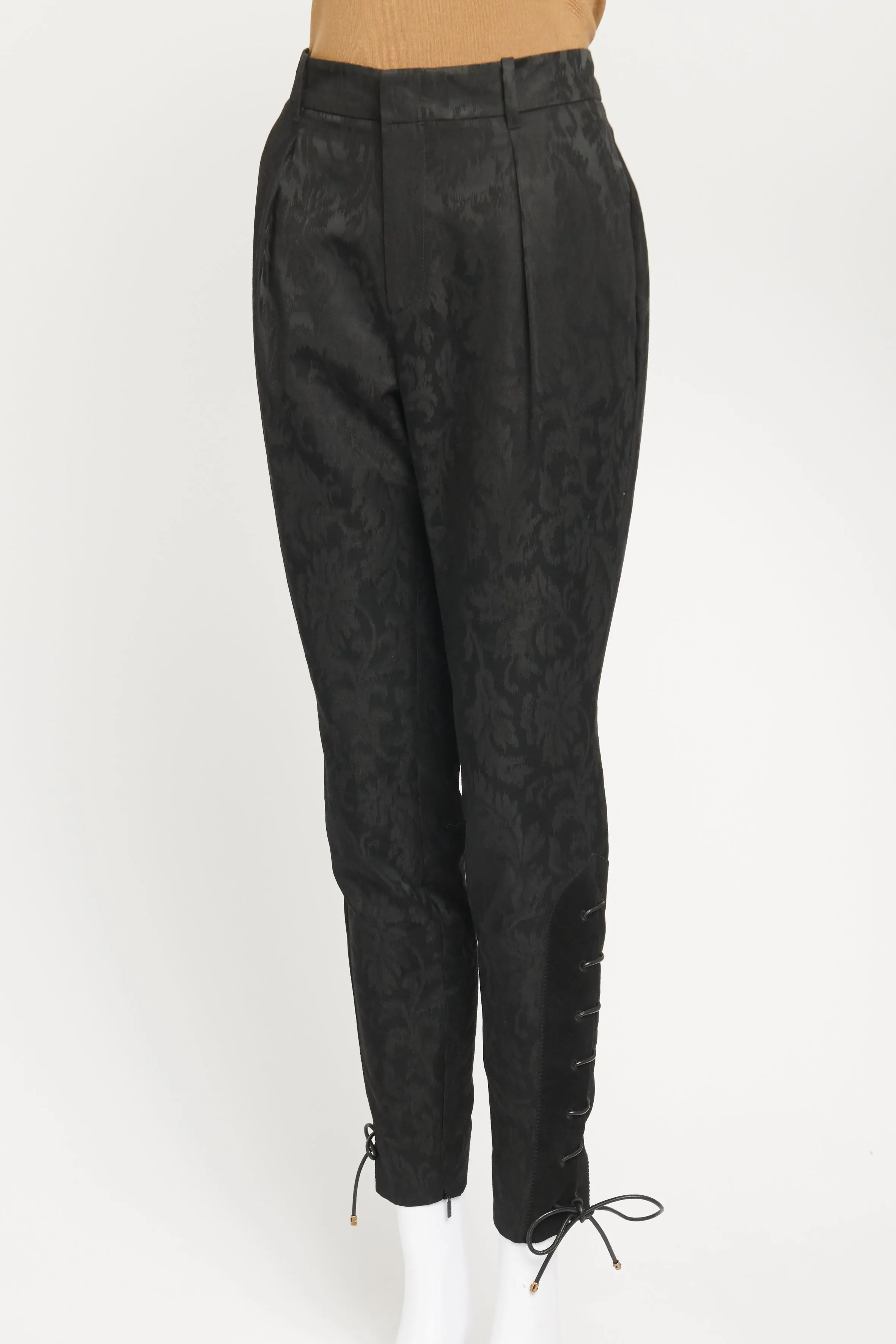 Black Wool Blend Preowned Tapered Trousers