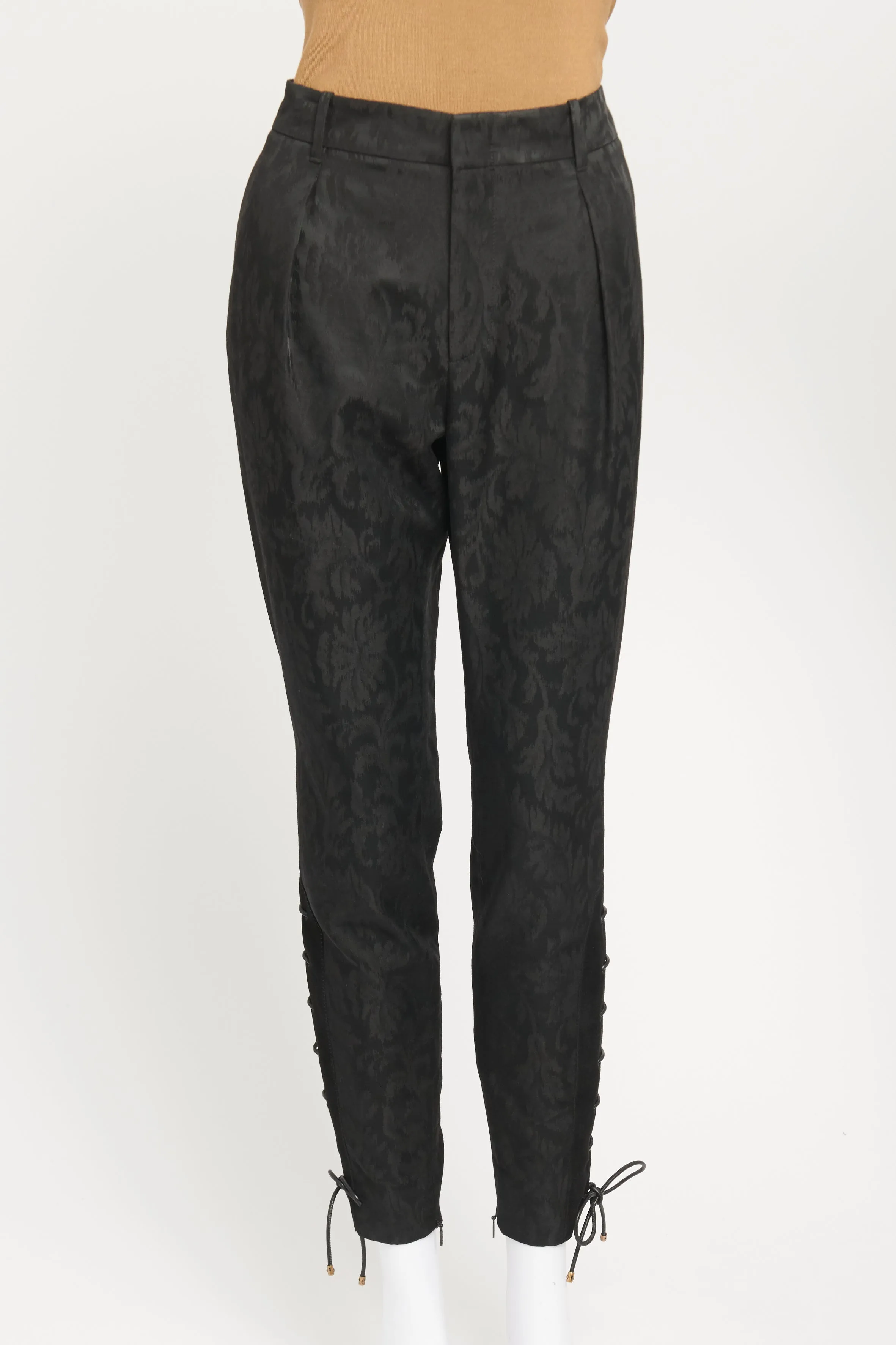 Black Wool Blend Preowned Tapered Trousers