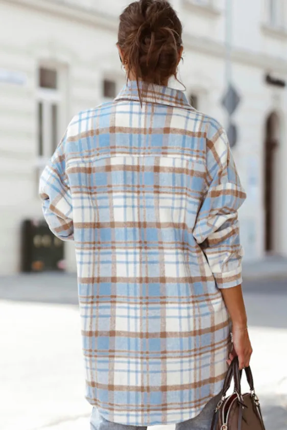 Blue Plaid  Flannel Shacket