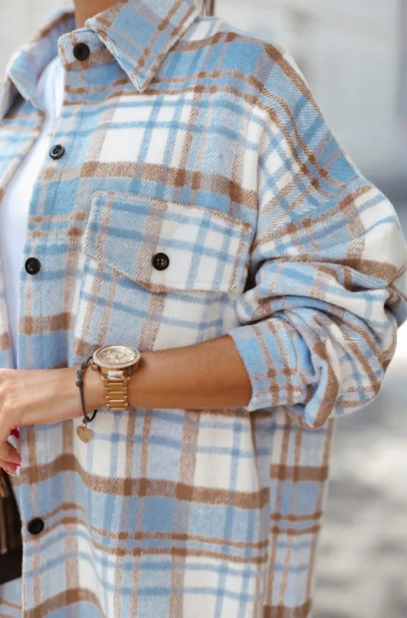 Blue Plaid  Flannel Shacket