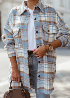 Blue Plaid  Flannel Shacket