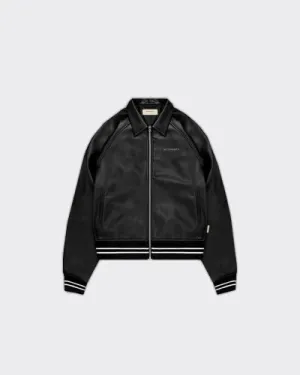 Bomber Distressed Leather Nero