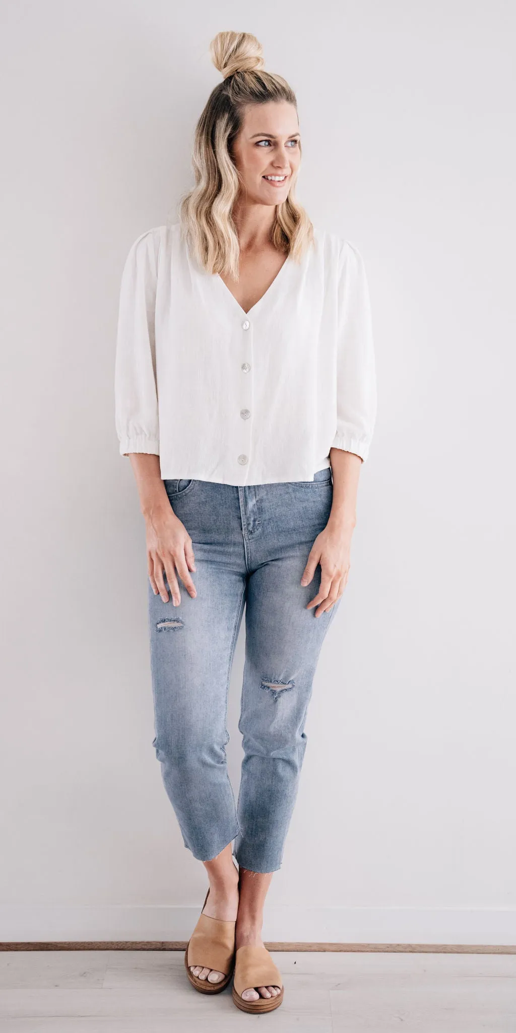 Brie linen top - white