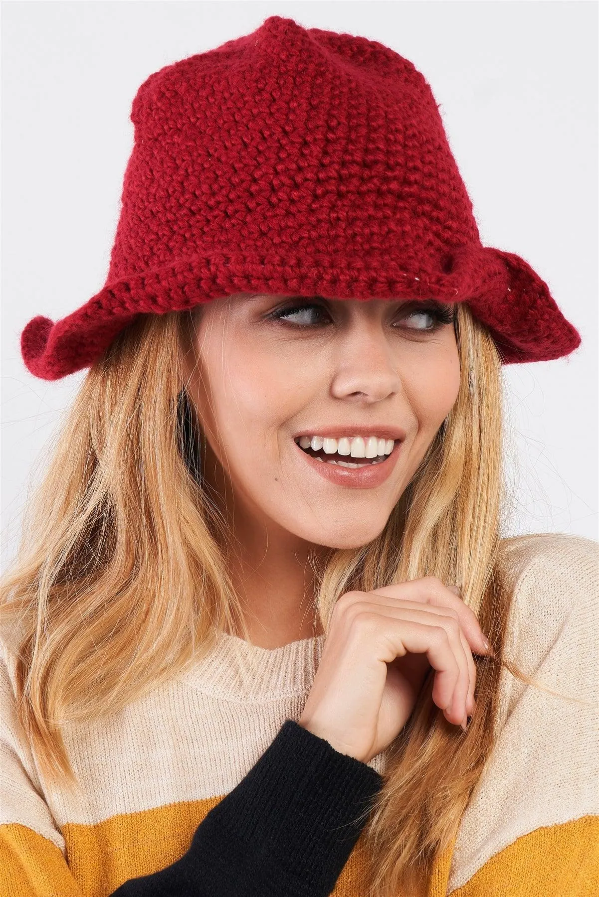 Burgundy Wide Brim Woven Panama Hat