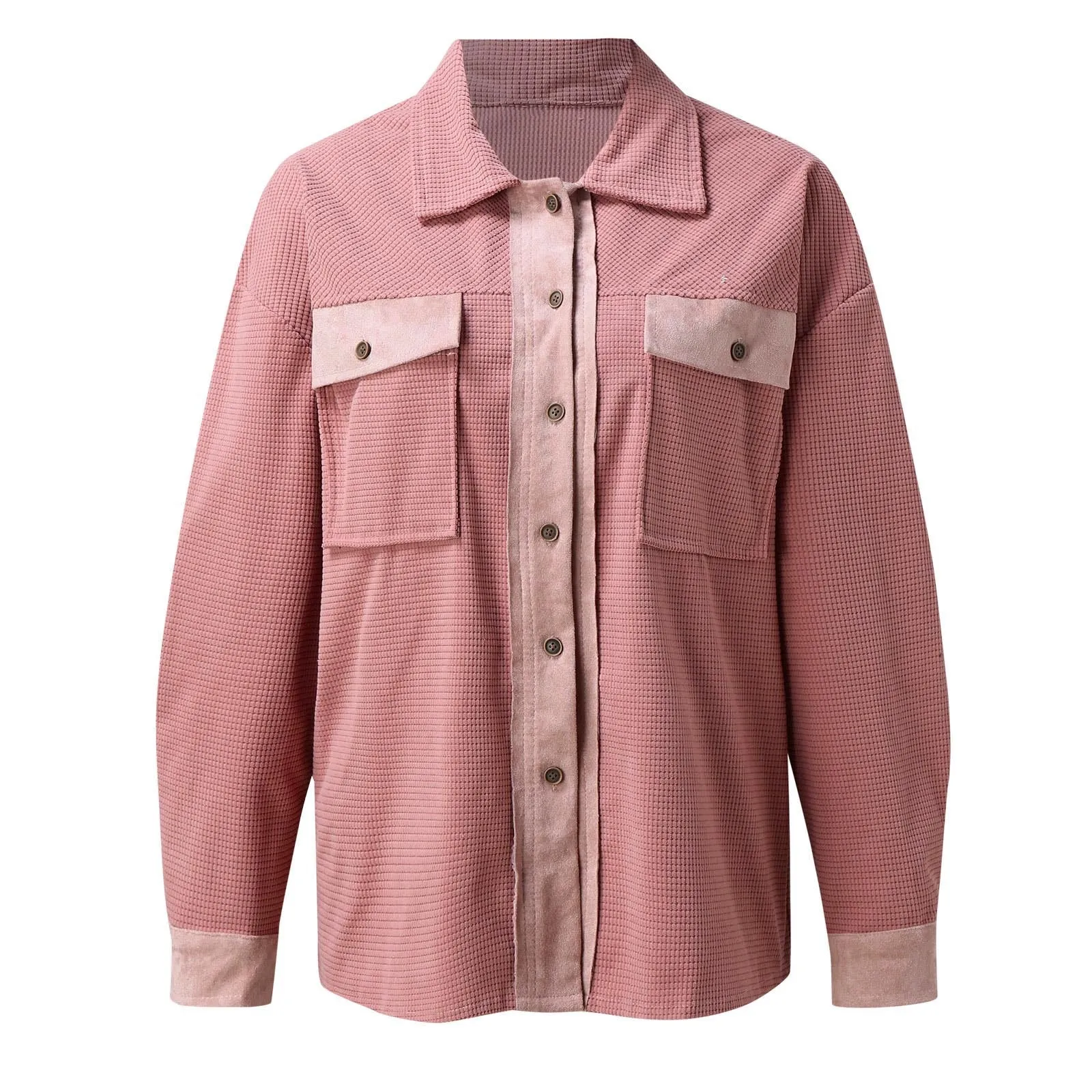 Button Down Color Contrast Mauve / Grey Shacket