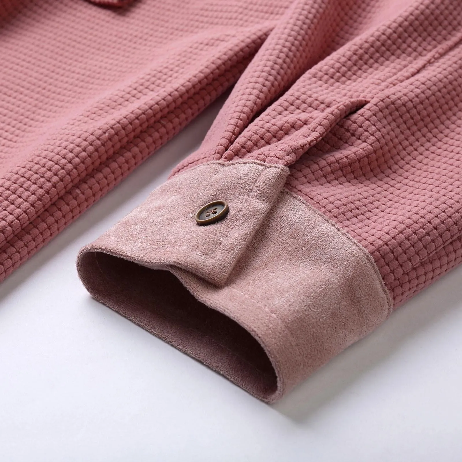 Button Down Color Contrast Mauve / Grey Shacket