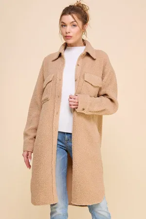 Camel Long Sherpa Shacket