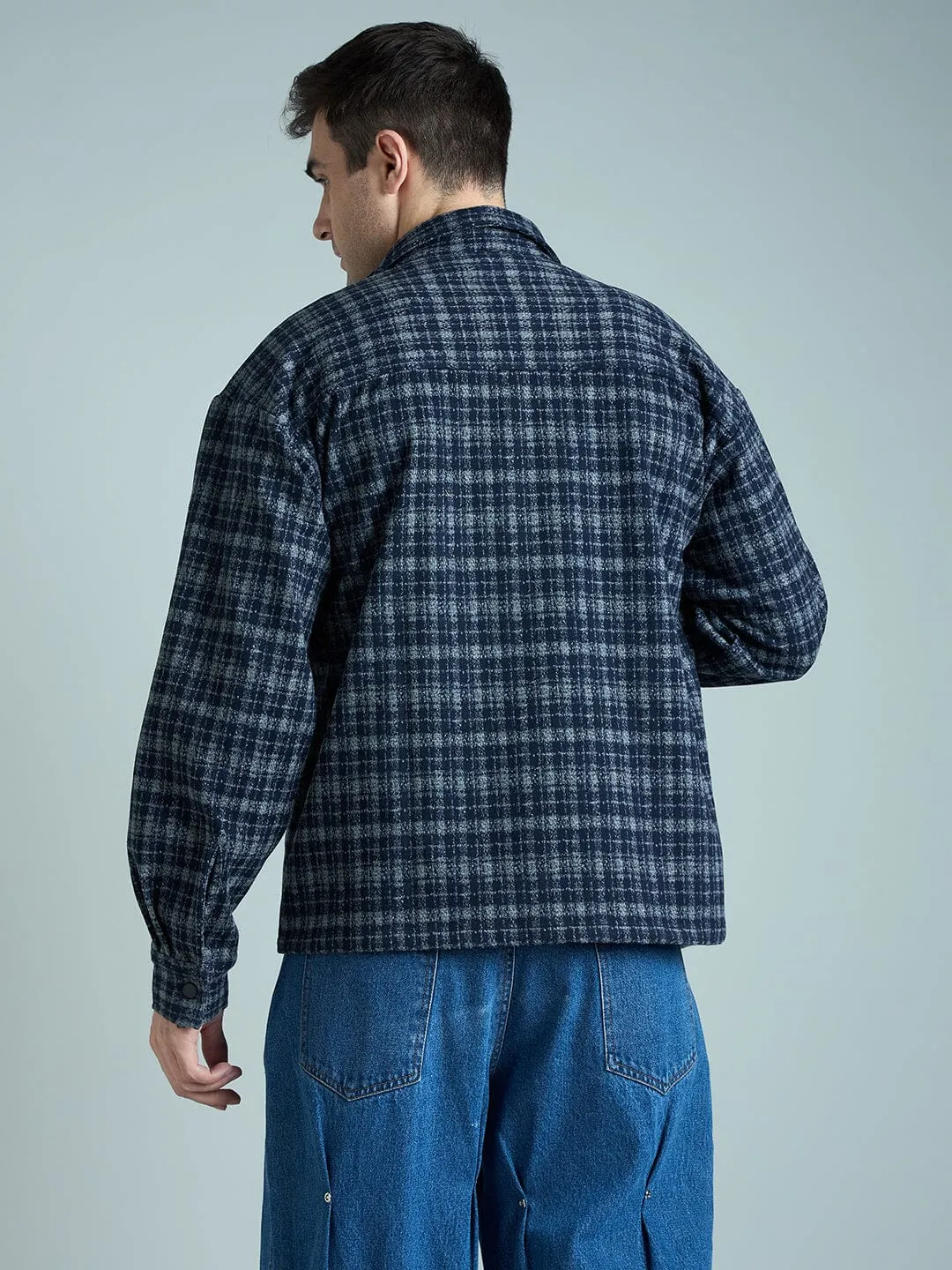 Charcoal & Navy Checkered Tweed OverShirt