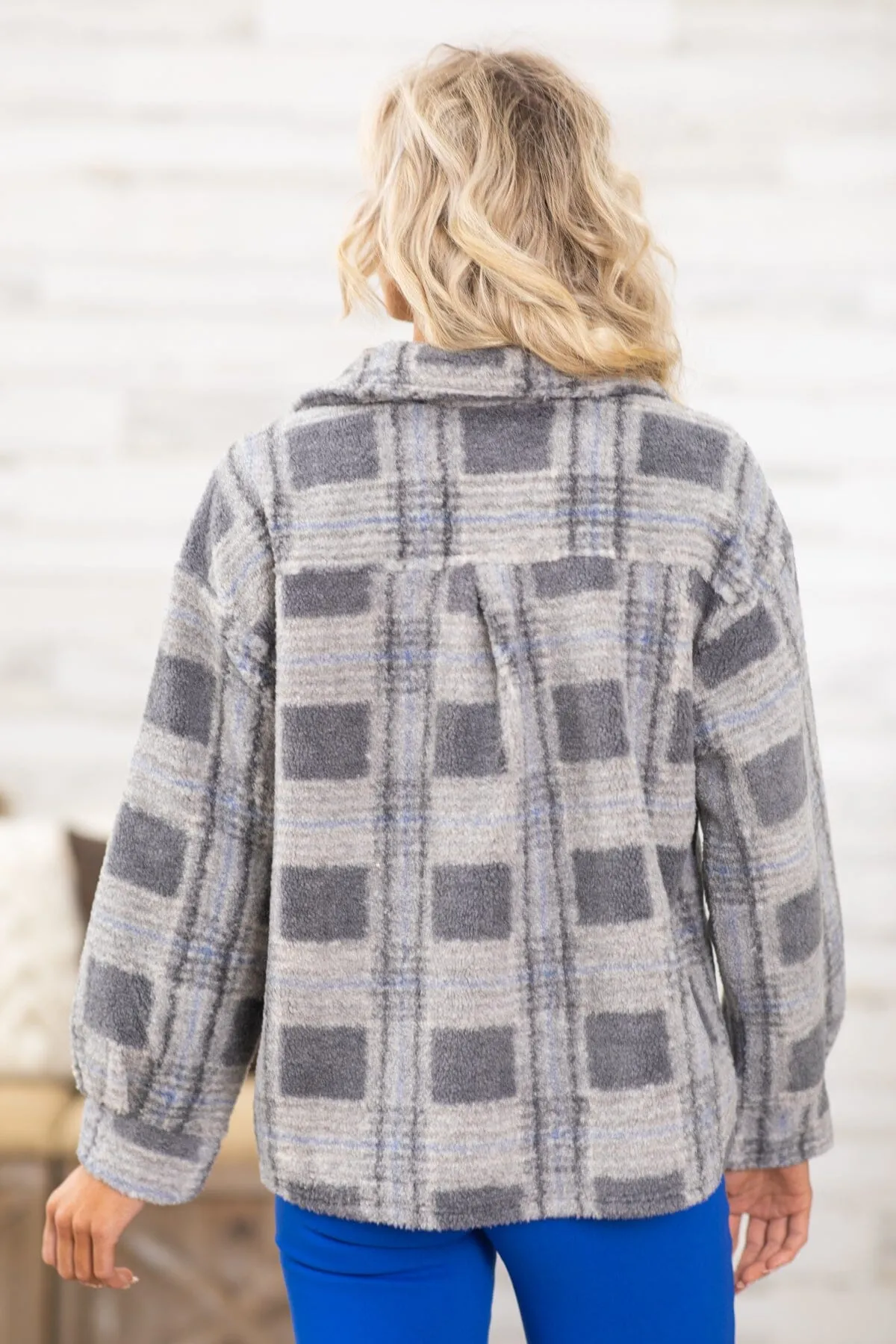 Charcoal and Grey Abstract Plaid Shacket