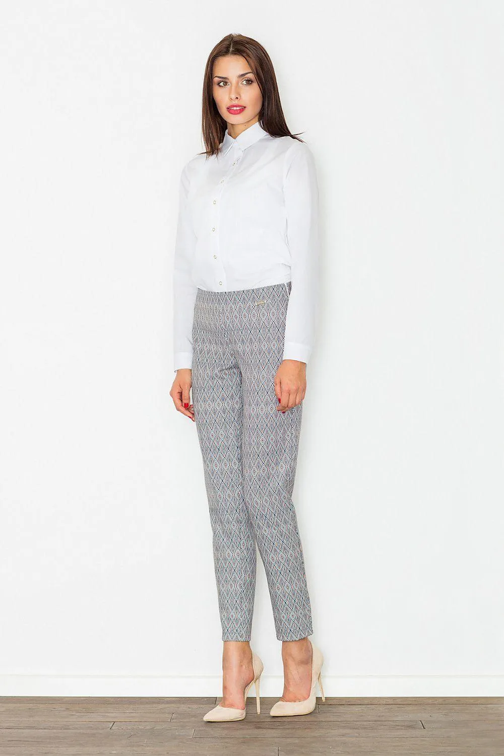 Chic High-Waisted Printed Trousers