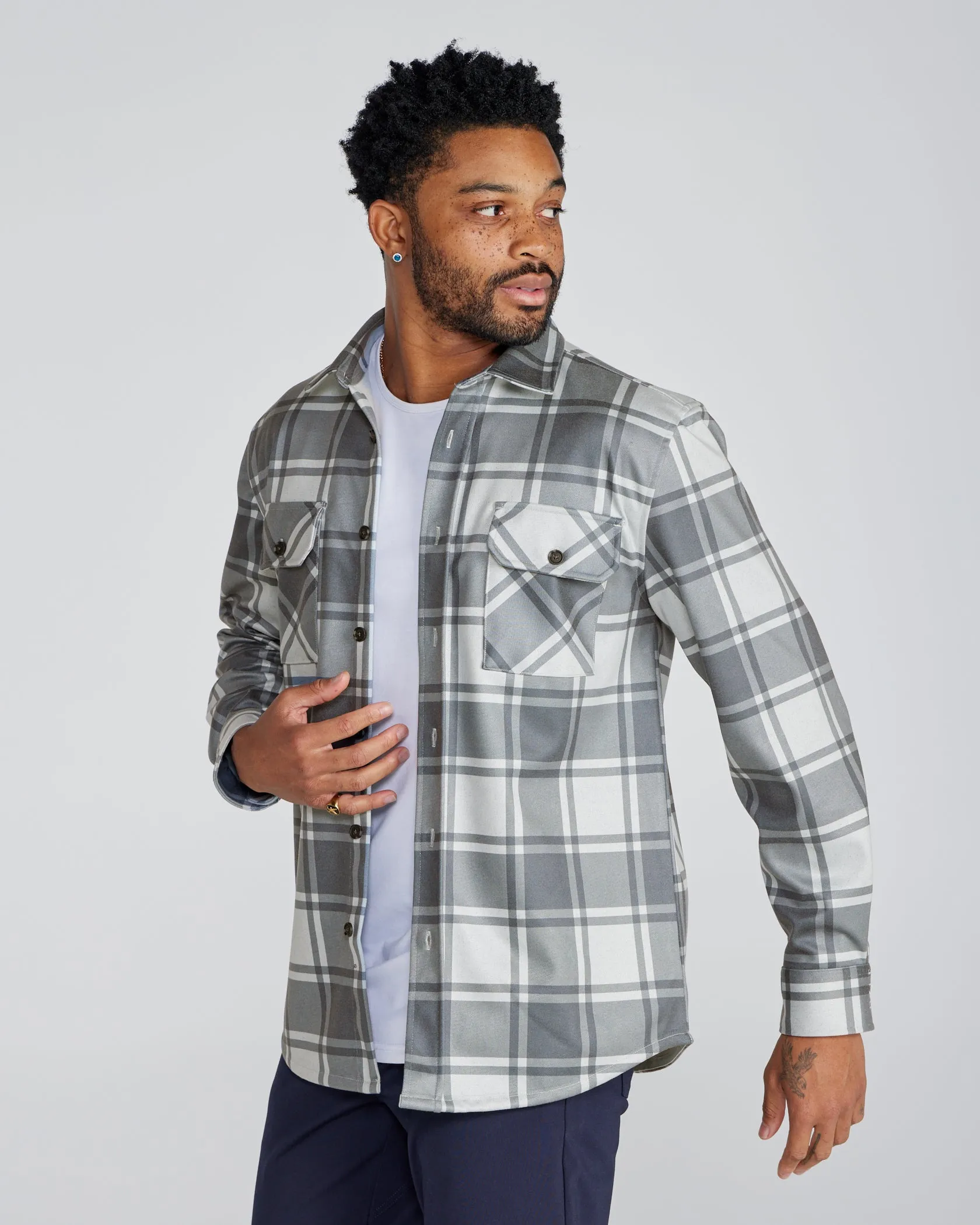 Coastal Overshirt - Grid Plaid