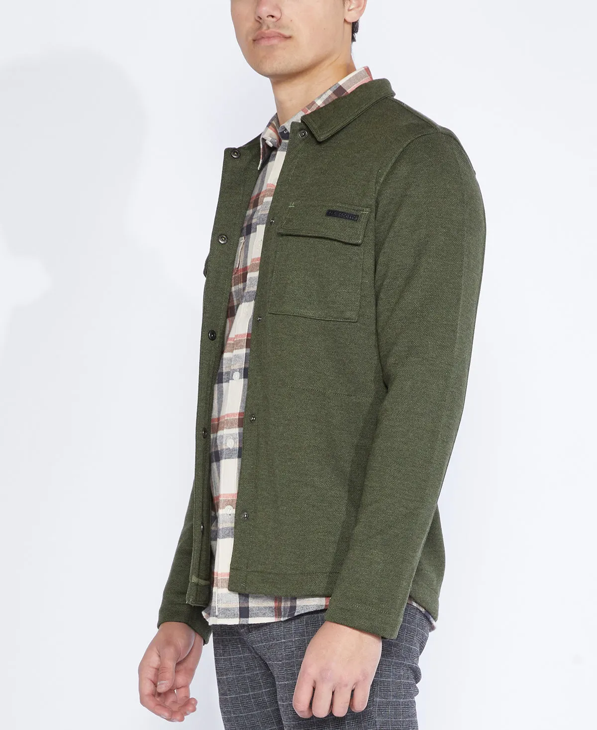 Cole Knit Shirt Jacket (Heather Dark Olive)