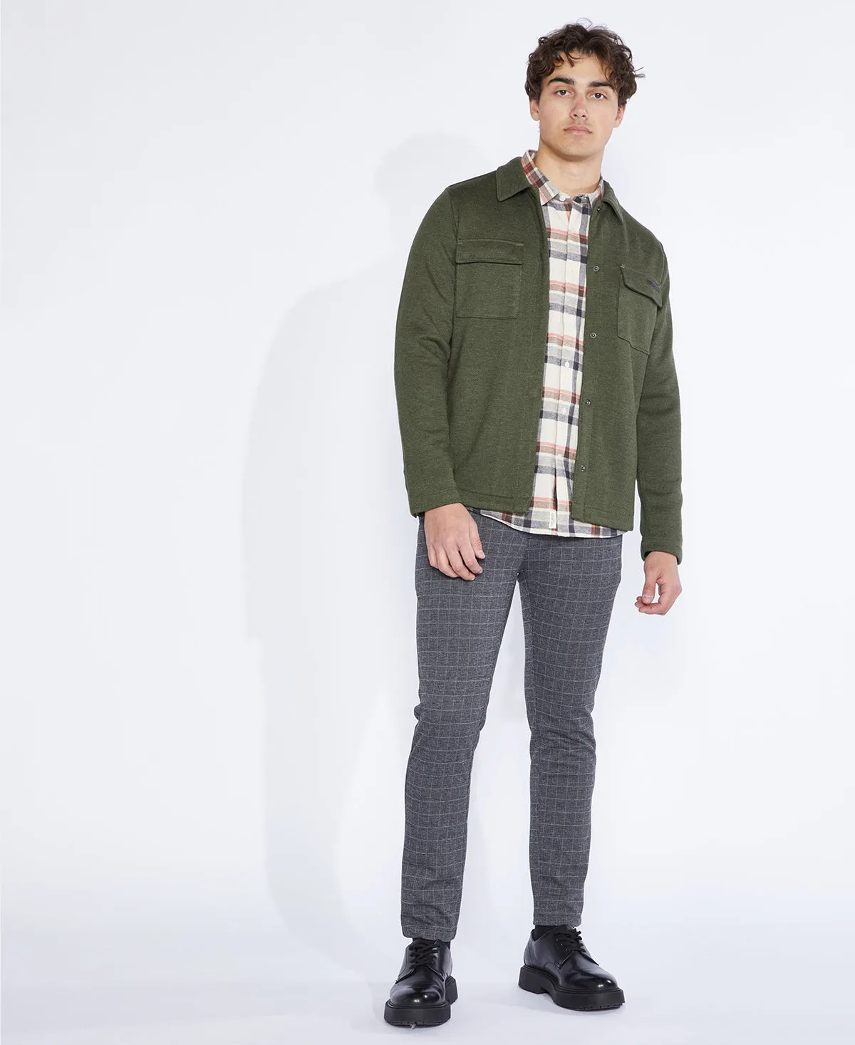 Cole Knit Shirt Jacket (Heather Dark Olive)