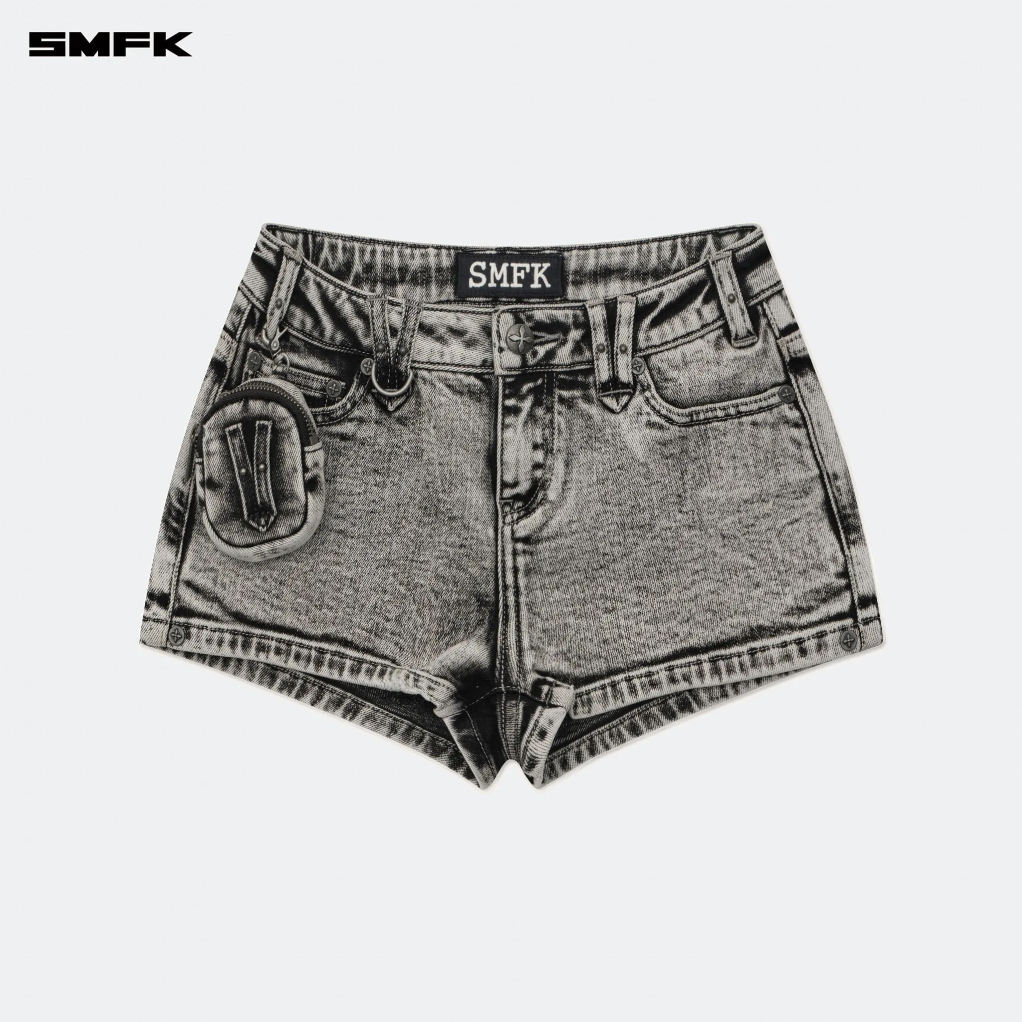 Compass Tarpan Rock Low-Waist Denim Shorts Dark Gray