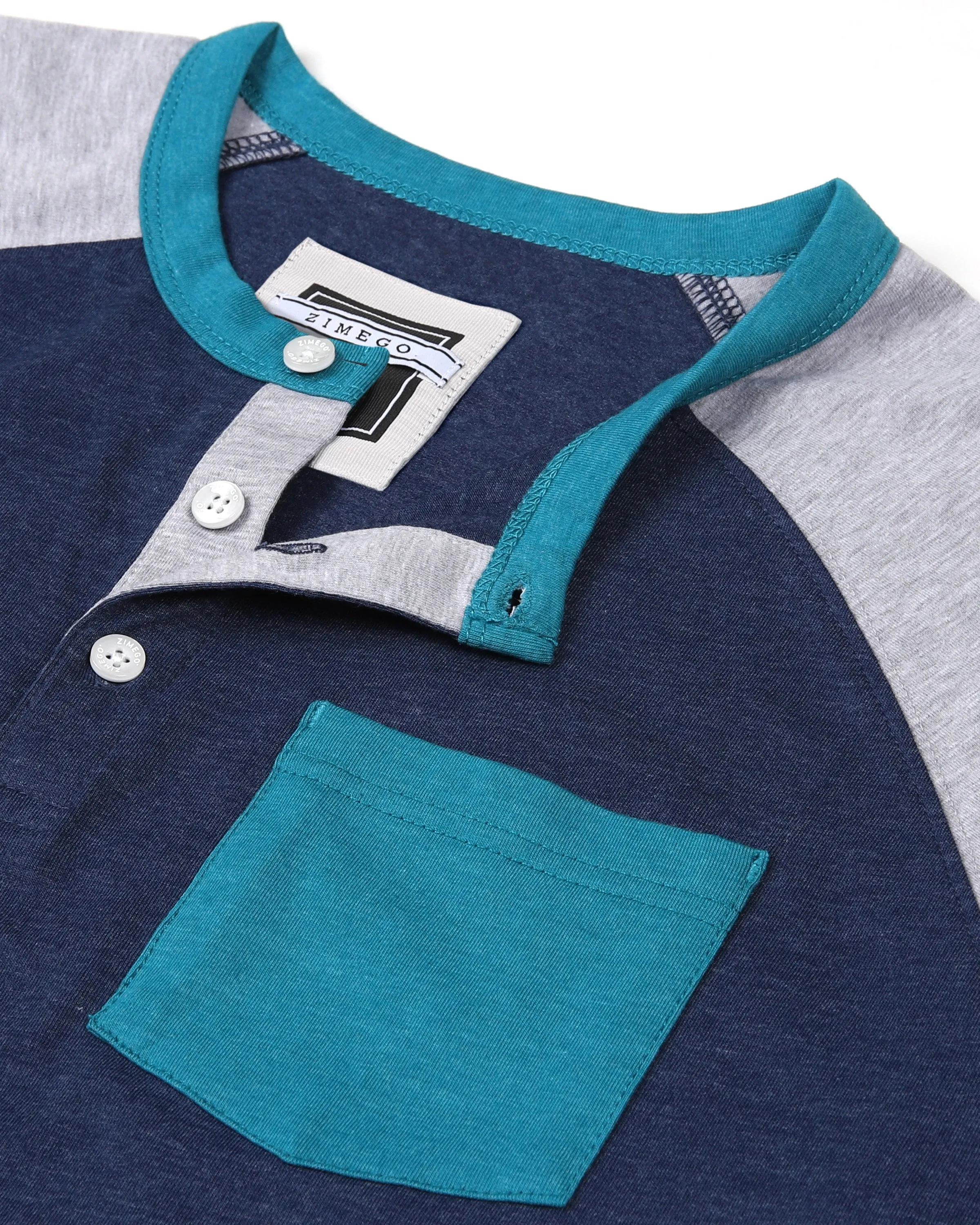 Contrast 3/4 Sleeve Stretch Casual Baseball Button Henley Shirts