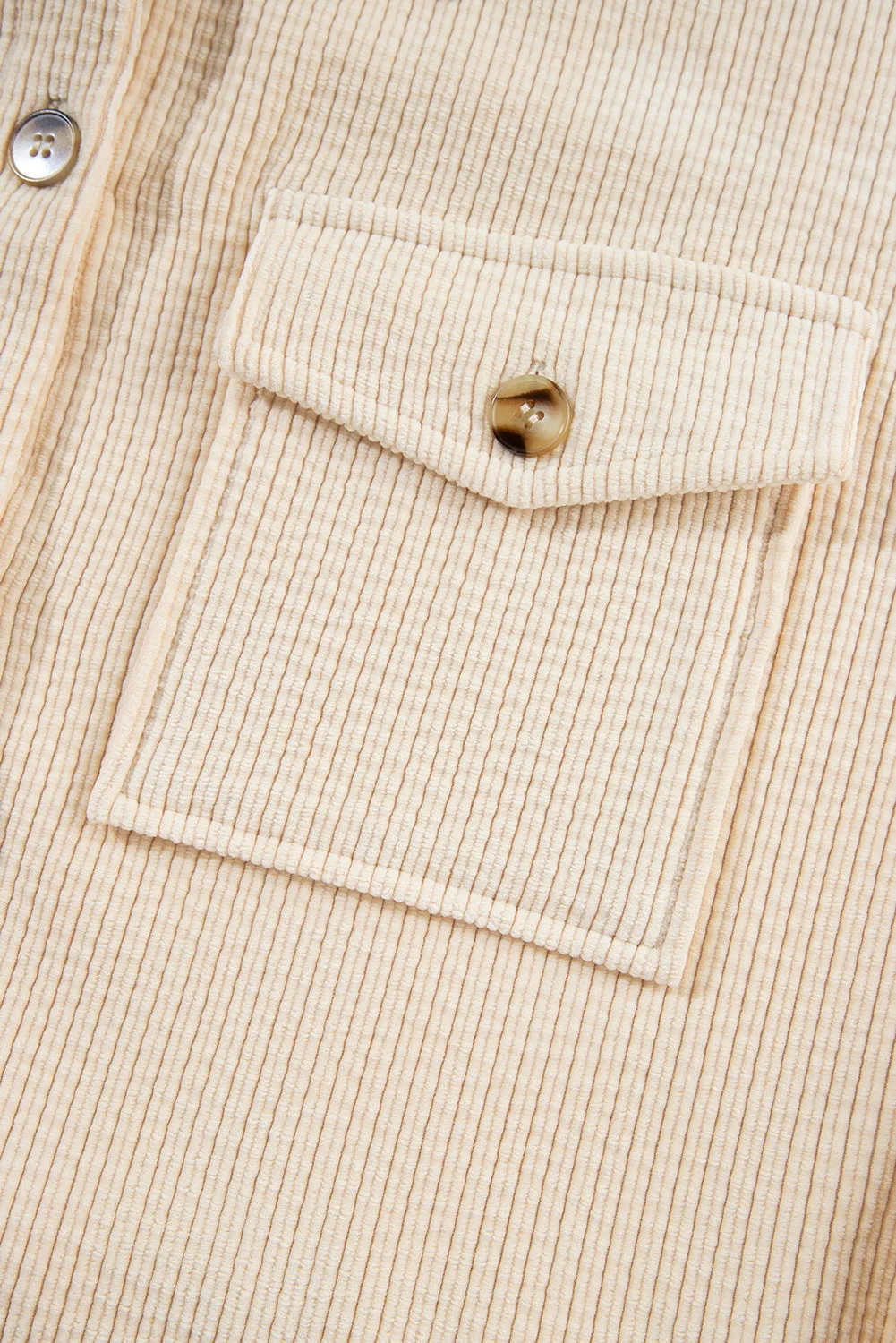 Corduroy Flap Pocket Button Up Shacket