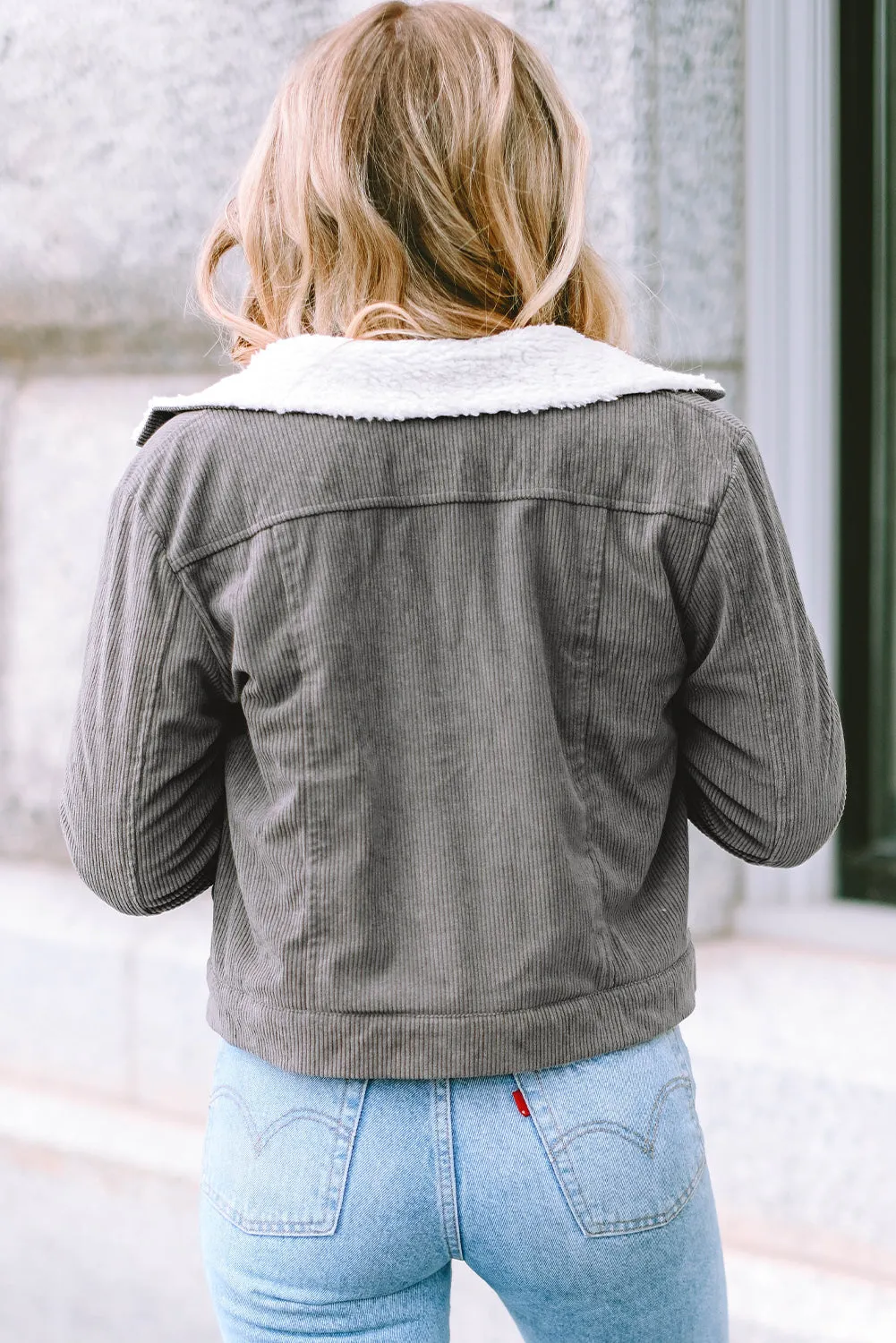 Corduroy Sherpa Snap Jacket