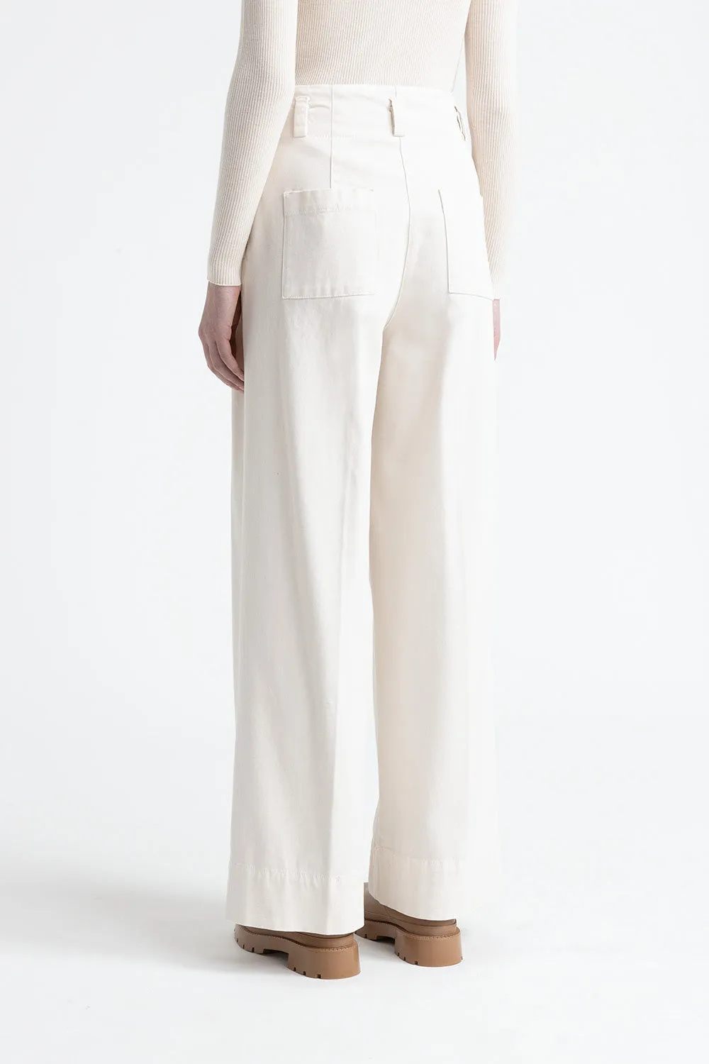 Cotton gabardine palazzo trousers