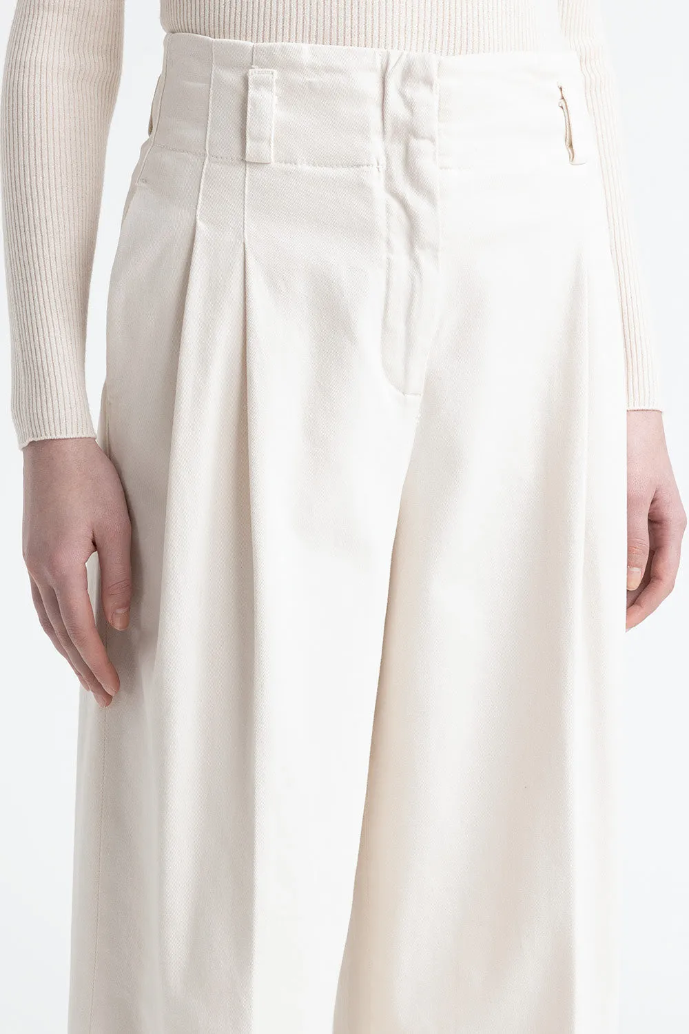 Cotton gabardine palazzo trousers