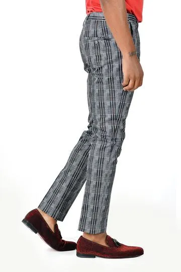 CP139 I BARABAS PLAID PANTS SLIM FIT I BLACK -GREY