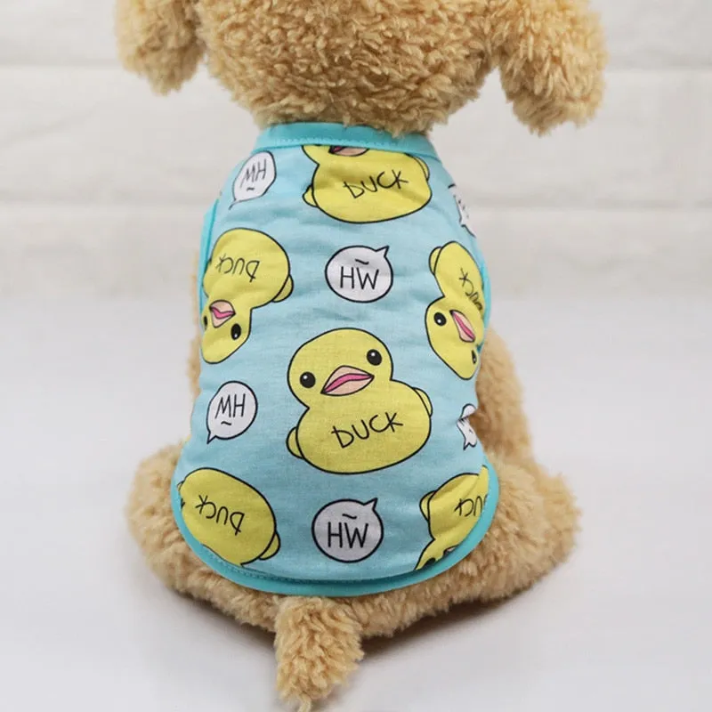 Cute Duck Design Pattern Summer Small Dog Tank Top