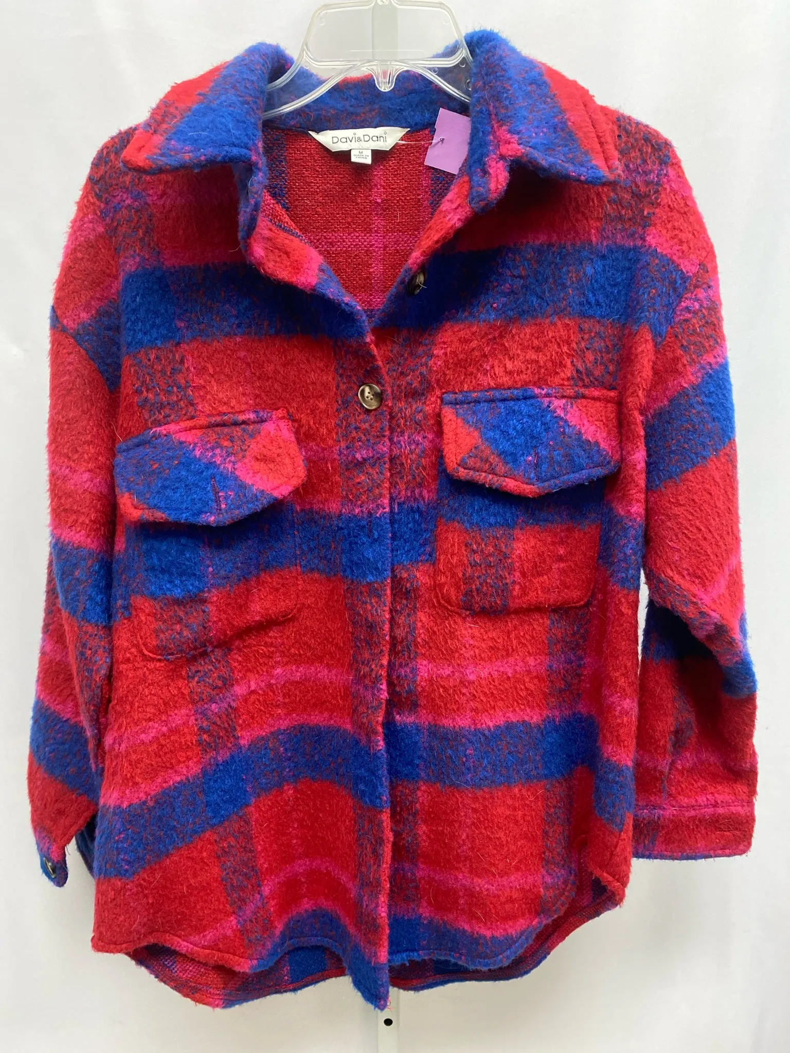 Davi & dani Size Medium Red Plaid Shacket